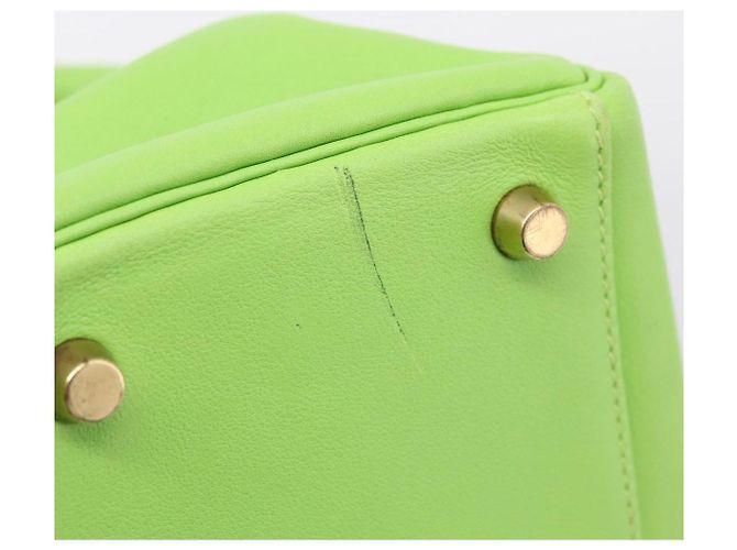 Hermès Borsa a mano HERMES Kelly 32 in pelle 2way Verde Gold Auth 205964SM D'oro - vista 17