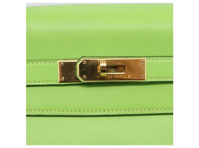 Hermès Borsa a mano HERMES Kelly 32 in pelle 2way Verde Gold Auth 205964SM D'oro - vista 21