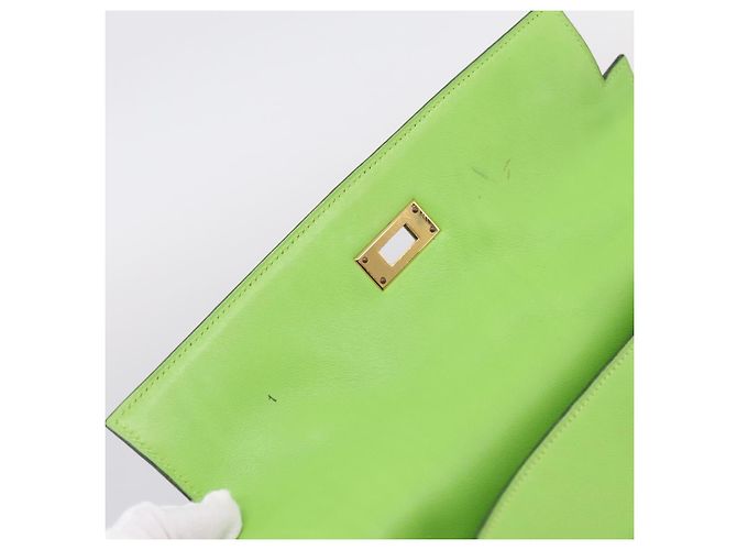 Hermès Borsa a mano HERMES Kelly 32 in pelle 2way Verde Gold Auth 205964SM D'oro - vista 26