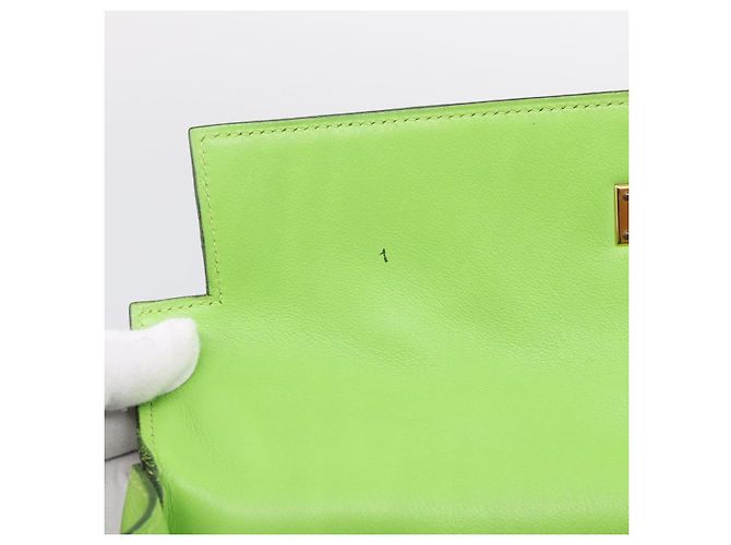Hermès Borsa a mano HERMES Kelly 32 in pelle 2way Verde Gold Auth 205964SM D'oro - vista 27