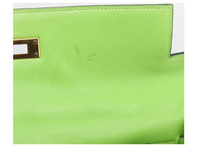 Hermès Borsa a mano HERMES Kelly 32 in pelle 2way Verde Gold Auth 205964SM D'oro - vista 28