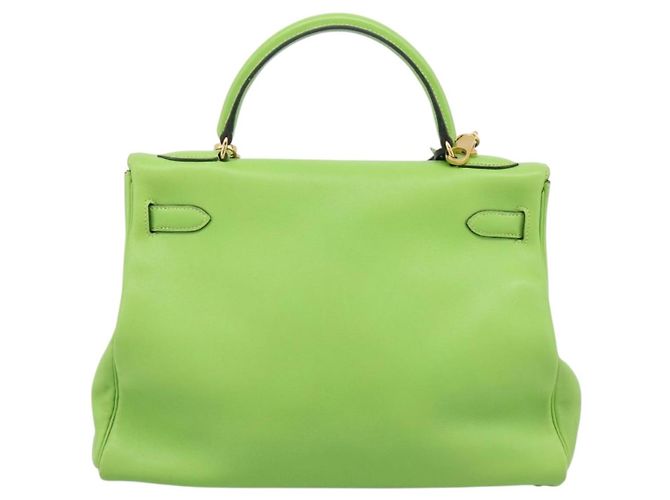 Hermès Borsa a mano HERMES Kelly 32 in pelle 2way Verde Gold Auth 205964SM D'oro - vista 3
