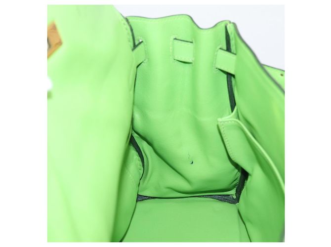 Hermès Borsa a mano HERMES Kelly 32 in pelle 2way Verde Gold Auth 205964SM D'oro - vista 30