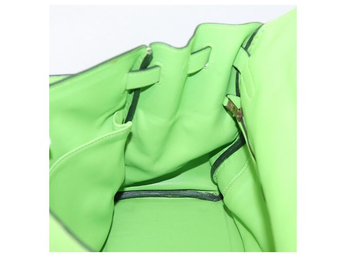 Hermès Borsa a mano HERMES Kelly 32 in pelle 2way Verde Gold Auth 205964SM D'oro - vista 32