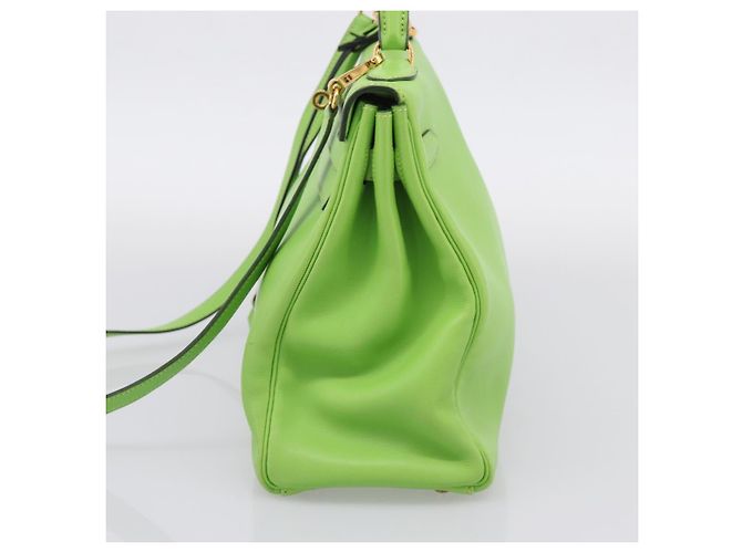 Hermès Borsa a mano HERMES Kelly 32 in pelle 2way Verde Gold Auth 205964SM D'oro - vista 5
