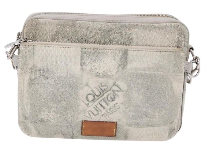 Borsa Messenger LOUIS VUITTON Damier Salt Trio White N50068 LV Auth ka6360 Bianco - vista 13