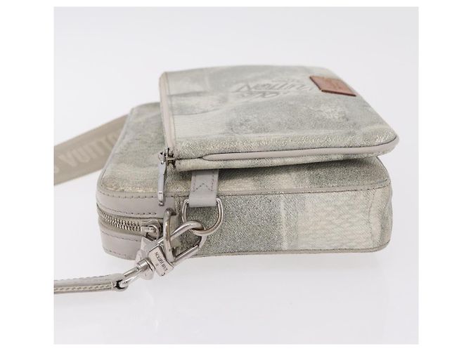 Borsa Messenger LOUIS VUITTON Damier Salt Trio White N50068 LV Auth ka6360 Bianco - vista 4