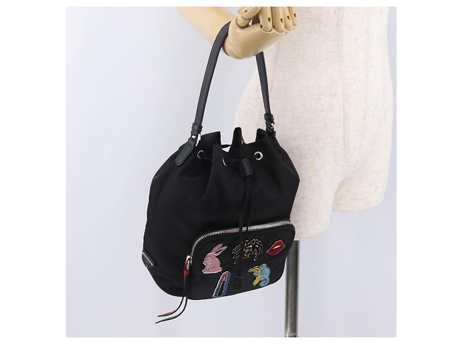Bolso de mano PRADA Nylon Black Silver Auth ep16275V Negro Plata - vista 27