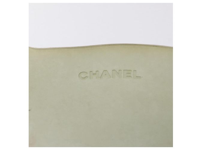 Saco Tote CHANEL Rubber Khaki Silver CC Auth mr2989 Prata Caqui - vista 19