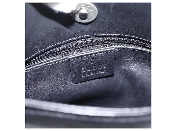 Sac à épaule GUCCI Cuir Noir Argent 001 3167 Auth ep16066 Argenté - vue 19
