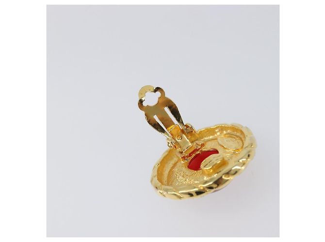 CHANEL Ohrringe Metall Goldfarben Rot CC Auth bs37169 - Ansicht 10