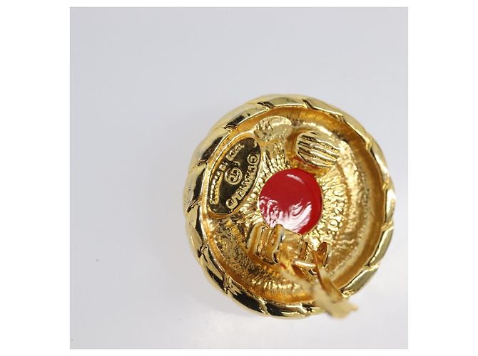 CHANEL Ohrringe Metall Goldfarben Rot CC Auth bs37169 - Ansicht 12