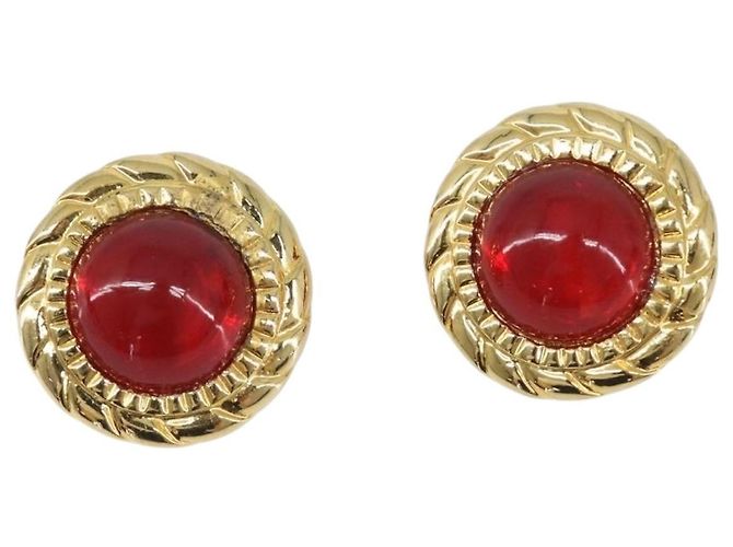 CHANEL Ohrringe Metall Goldfarben Rot CC Auth bs37169 - Ansicht 13