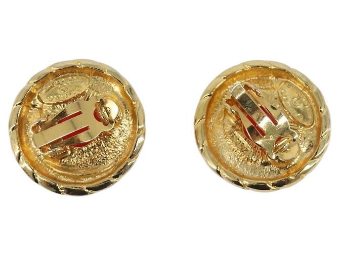 CHANEL Ohrringe Metall Goldfarben Rot CC Auth bs37169 - Ansicht 2