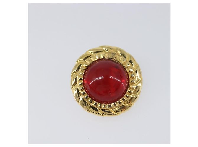 CHANEL Ohrringe Metall Goldfarben Rot CC Auth bs37169 - Ansicht 3