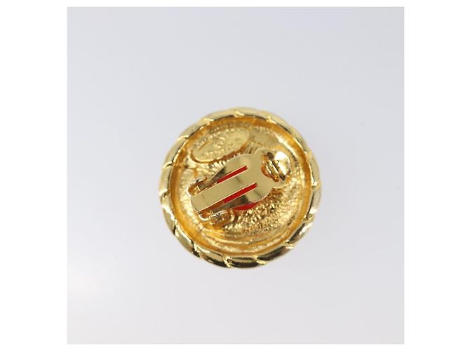 CHANEL Ohrringe Metall Goldfarben Rot CC Auth bs37169 - Ansicht 4