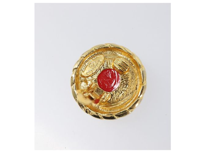 CHANEL Ohrringe Metall Goldfarben Rot CC Auth bs37169 - Ansicht 6