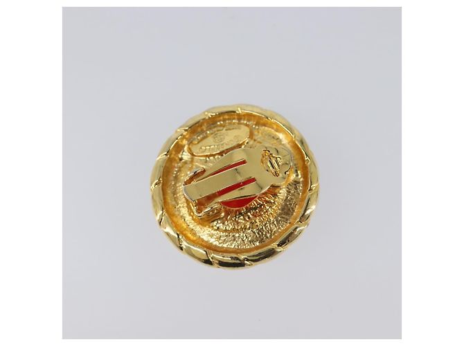CHANEL Ohrringe Metall Goldfarben Rot CC Auth bs37169 - Ansicht 9