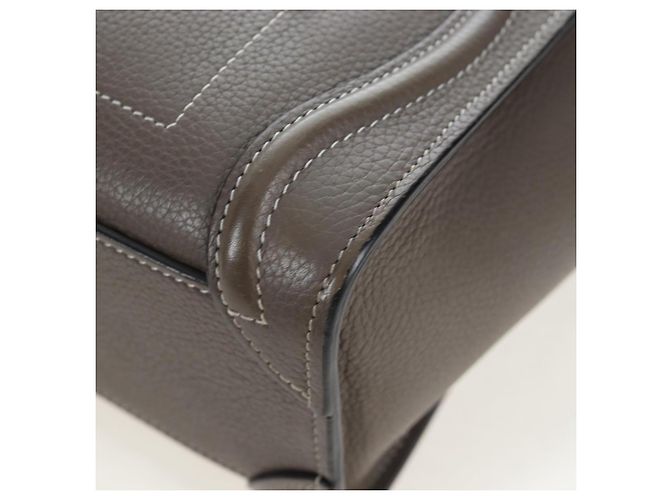 Céline CELINE Luggage Nano Hand Bag Leather 2way Gray Silver Auth 204904V Marrone Argento - vista 17