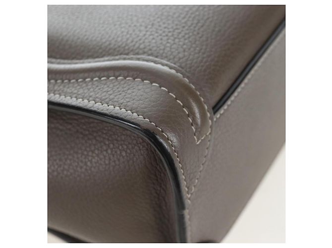 Céline CELINE Luggage Nano Hand Bag Leather 2way Gray Silver Auth 204904V Marrone Argento - vista 18