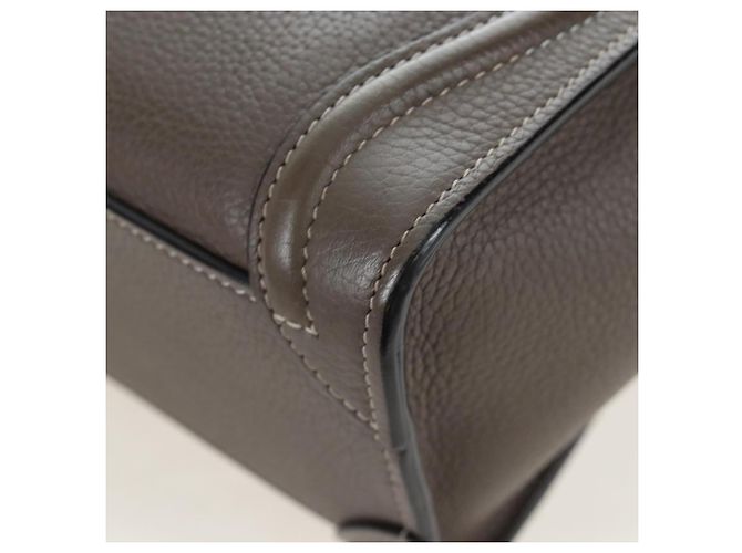 Céline CELINE Luggage Nano Hand Bag Leather 2way Gray Silver Auth 204904V Marrone Argento - vista 19