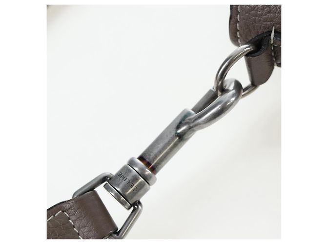 Céline CELINE Luggage Nano Hand Bag Leather 2way Gray Silver Auth 204904V Marrone Argento - vista 20