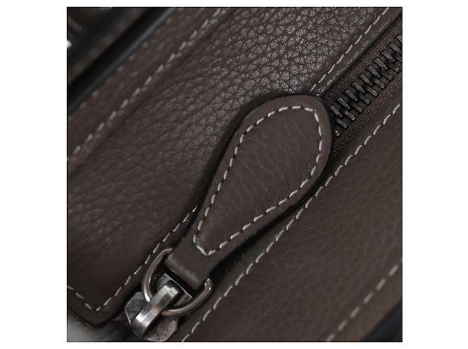 Céline CELINE Luggage Nano Hand Bag Leather 2way Gray Silver Auth 204904V Marrone Argento - vista 23