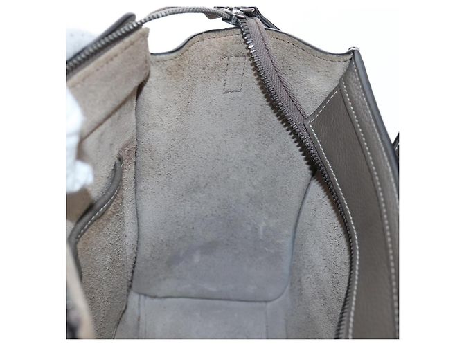 Céline CELINE Luggage Nano Hand Bag Leather 2way Gray Silver Auth 204904V Marrone Argento - vista 24