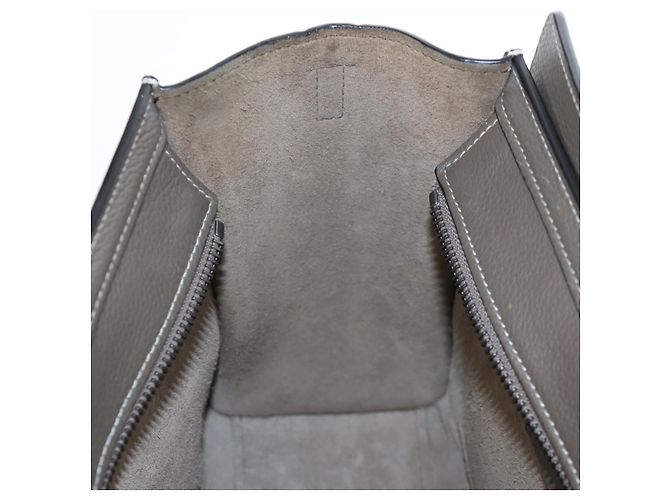 Céline CELINE Luggage Nano Hand Bag Leather 2way Gray Silver Auth 204904V Marrone Argento - vista 25