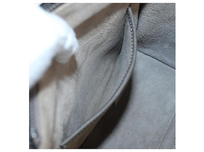 Céline CELINE Luggage Nano Hand Bag Leather 2way Gray Silver Auth 204904V Marrone Argento - vista 26