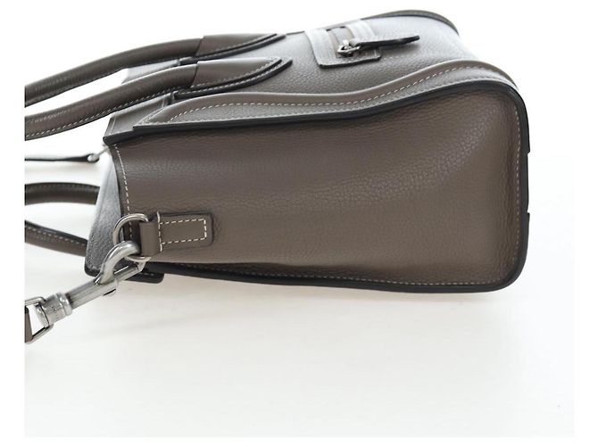 Céline CELINE Luggage Nano Hand Bag Leather 2way Gray Silver Auth 204904V Marrone Argento - vista 3