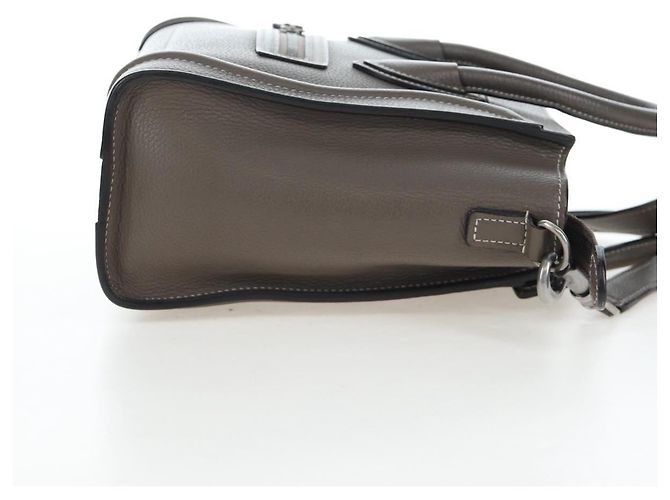 Céline CELINE Luggage Nano Hand Bag Leather 2way Gray Silver Auth 204904V Marrone Argento - vista 4