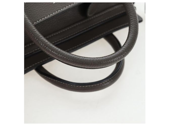 Céline CELINE Luggage Nano Hand Bag Leather 2way Gray Silver Auth 204904V Marrone Argento - vista 7