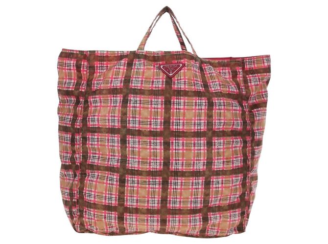 Tote Saco Eco PRADA Nylon Rosa Prata Auth 203684A - vista 13