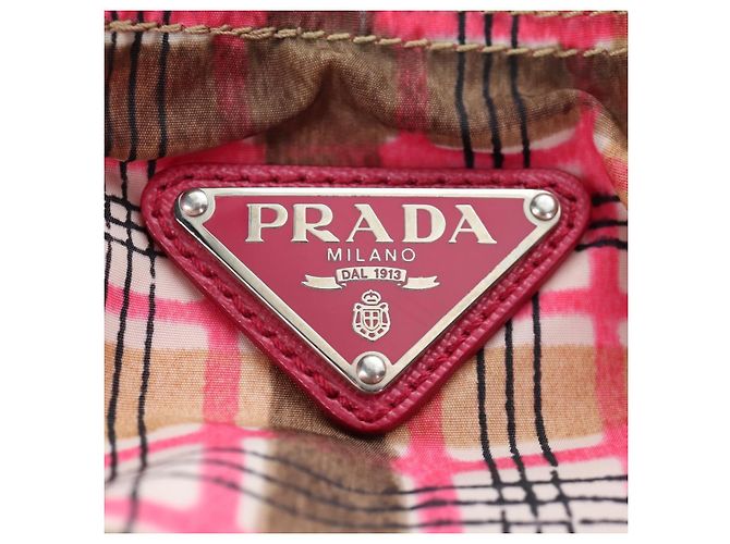 Tote Saco Eco PRADA Nylon Rosa Prata Auth 203684A - vista 19