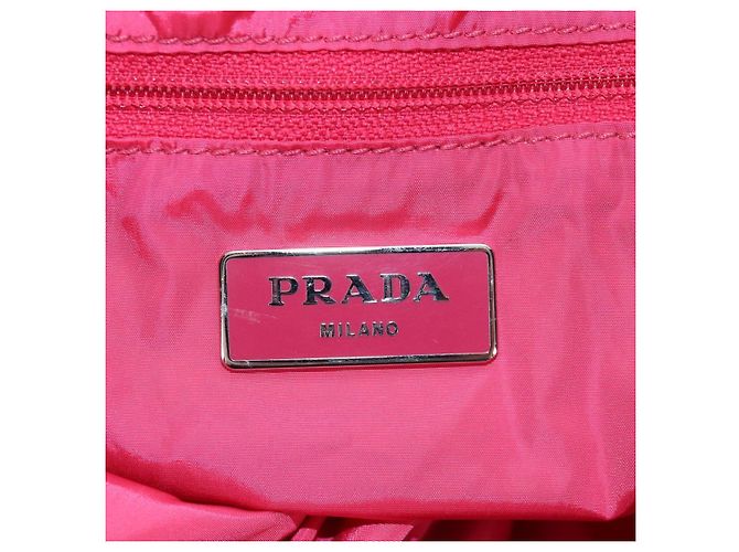 Tote Saco Eco PRADA Nylon Rosa Prata Auth 203684A - vista 20