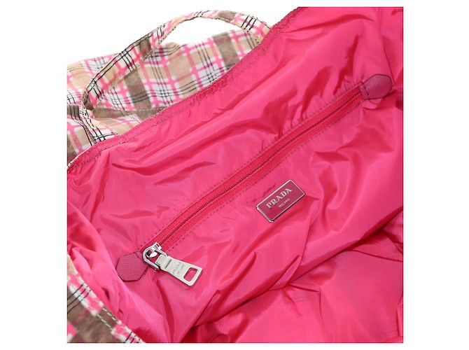 Tote Saco Eco PRADA Nylon Rosa Prata Auth 203684A - vista 23