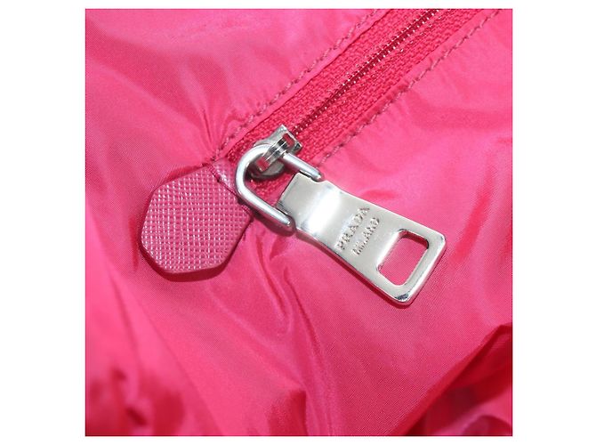 Tote Saco Eco PRADA Nylon Rosa Prata Auth 203684A - vista 24