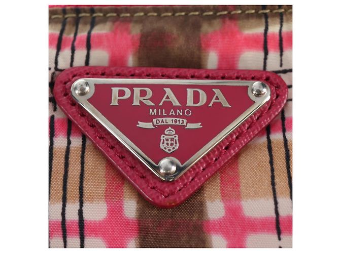 Tote Saco Eco PRADA Nylon Rosa Prata Auth 203684A - vista 28
