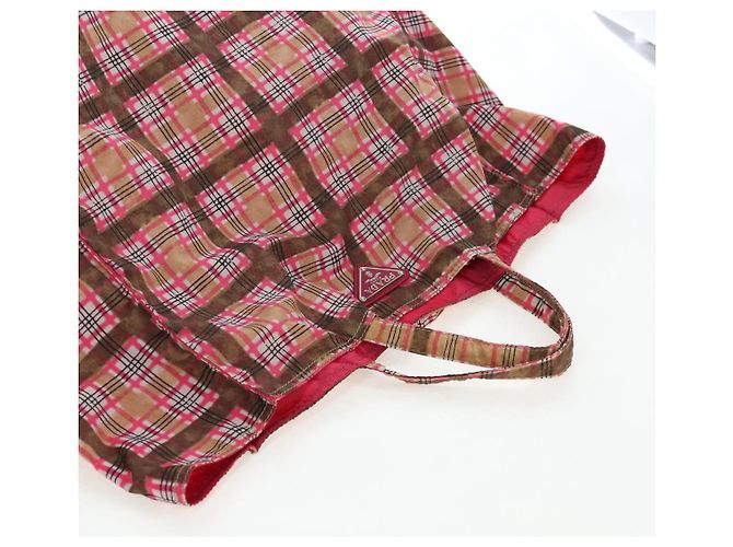 Tote Saco Eco PRADA Nylon Rosa Prata Auth 203684A - vista 6