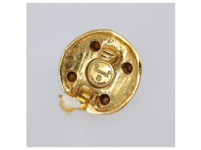 CHANEL Ohrringe Metall Goldfarben Weiß CC Auth bs37230 - Ansicht 11