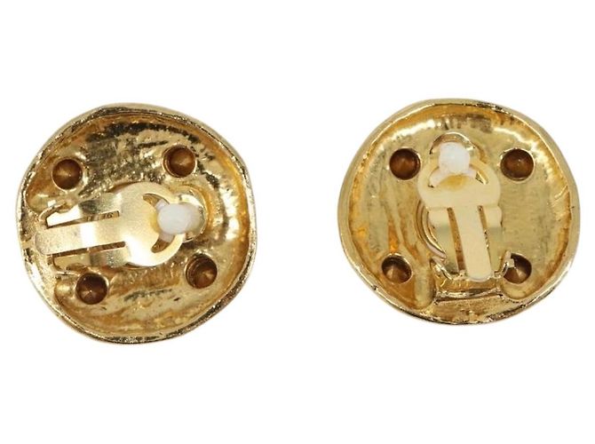 CHANEL Ohrringe Metall Goldfarben Weiß CC Auth bs37230 - Ansicht 3