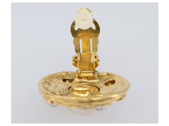 CHANEL Ohrringe Metall Goldfarben Weiß CC Auth bs37230 - Ansicht 6