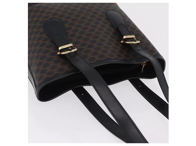 Céline CELINE Macadam Canvas Tote Bag PVC Schwarz Goldfarben Auth mr2983A - Ansicht 14