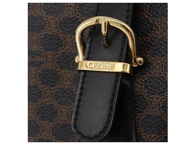 Céline CELINE Macadam Canvas Tote Bag PVC Schwarz Goldfarben Auth mr2983A - Ansicht 19