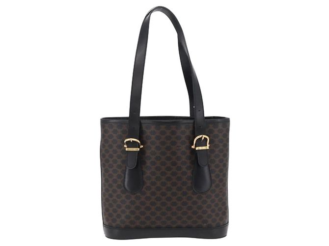 Céline CELINE Macadam Canvas Tote Bag PVC Schwarz Goldfarben Auth mr2983A - Ansicht 2