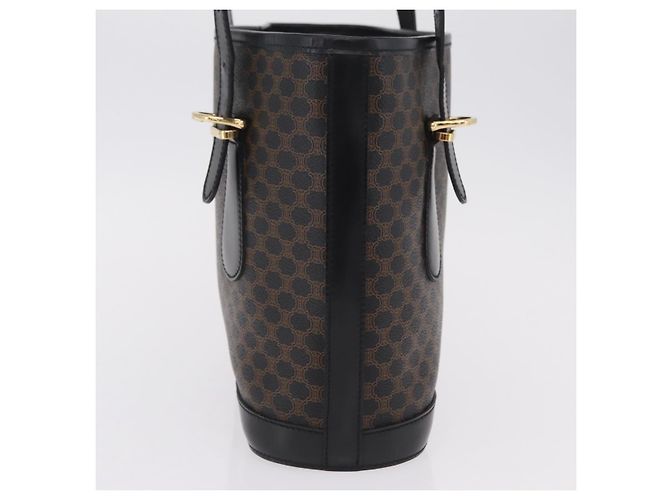 Céline CELINE Macadam Canvas Tote Bag PVC Schwarz Goldfarben Auth mr2983A - Ansicht 3