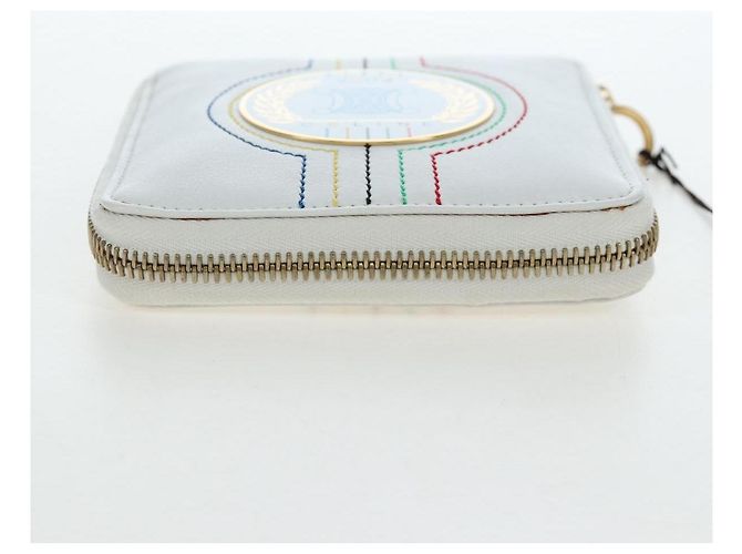 Céline CELINE 2004 Athens Olympics Limited Edition Bifold Wallet Leather Auth bs37161V White - view 6