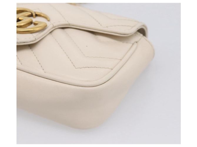 Borsa a tracolla con catena GUCCI in pelle Beige Tono Oro 476433 Auth mr3031V - vista 10