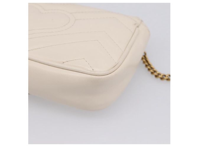 Borsa a tracolla con catena GUCCI in pelle Beige Tono Oro 476433 Auth mr3031V - vista 12